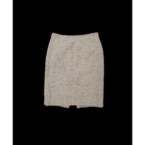 Loft Vintage Beige Quiet Luxury Old Money Career Tweed Pencil Skirt 5 Wool Blend